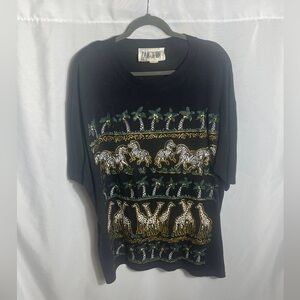 Vintage LA Destination Safari Animal Graphic Tee Zebra Giraffe Shirt 2X